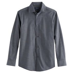 Chaps Gray Boys Button Down